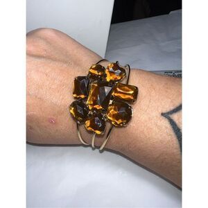 Topaz Colored‎ Crystal Cluster Cuff Bracelet